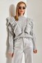 Women's Gray Hair Braided Openwork Knitwear Sweater 20234923 - 3