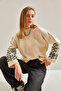 Women's Ecru Black Patterned Knitwear Sweater 20234922 - 7