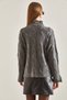 Women's Gray Half Turtleneck Hair Knit Patterned Knitwear Sweater 20234525 - 6