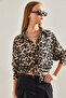 Women's Black Camel Leopard Patterned Shirt 60111083 - 2