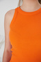 White Orange Zargo Model 2-Piece Set Fitted Wide Trim Halter Neck Corded Fabric Stretchy Knit Cropped Blouse - 5