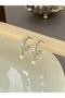 Twist ring pearl silver earrings with dangle - 2