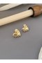 Gold stone heart women's earrings - 2