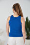 Biscuit Cobalt Blue Zargo Model Set of 2 Fitted Wide Piping Halter Neck Ribbed Stretchy Knitted Crop Blouse - 7