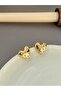 Gold stone heart women's earrings - 3