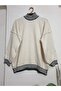 Women's Half Turtleneck Striped Oversize Casual Sweater - 4