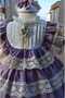 Purple Antiallergic Cotton Fabric Top Cream Lace Vintage Birthday Dress - 6
