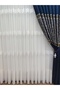 Linen Titi Pearl White Embroidered on the Floor 1-3 Thin Pleat Living Room Tulle Curtain, High Quality Tulle Curtain - 3