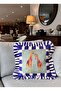 Giraffe Patterned Navy Blue Velvet Throw Pillow Cover - Hope Series Special Design Ruffled