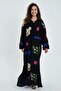 WOMEN'S AUTHENTIC APPLIQUE EMBROIDERY DETAIL LONG DRESS