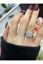Silver Color Square Single Stone Baguette Zircon Stone Adjustable Women's Ring - Mother's Day Gift - 2