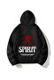 Spirit Spider 3 Thread Thick Winter Sweatshirt - Black Printed Oversize Hooded Hoodie