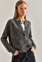 Women's Black Buttoned Boucle Cardigan 20234520