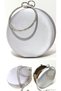 Silver Color Satin Fabric Stoned Bracelet Ring Evening Dress Portfolio Clutch Wedding Bag (Diameter 15 Cm) - 8