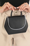 New Season Women's Evening Dress Porfoy Wedding Clutch Bag with Black Color Leather Stone Chain Strap - 2
