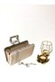 Skin Color Satin Fabric Flower Motif Stone Hand and Strap Evening Dress Portfolio Clutch Evening Bag - 8