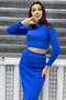 Women's Skirt Crop Double Set Black, Claret Red, Cobalt Blue - 3