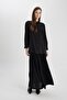 Viscose Maxi Skirt with Lace-up Waist Z3406az24sp - 2