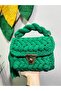 Women's Green Love Colorful Evening Dress Peanut Model Handmade Crochet Combed Cotton Thread Bag Hand, Shoulder and Cross - 2