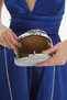 Silver Color Glittering Stone Design Bracelet Ring Evening Dress Portfolio Clutch Bag - 7