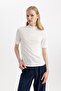 Regular Fit Half Turtleneck Ribbed Camisole Short Sleeve T-Shirt B1177Ax24Sp - 3
