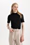 Regular Fit Half Turtleneck Ribbed Camisole Short Sleeve T-Shirt B1177Ax24Sp - 4