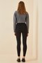 Women's Black High Waist Ribbed Seamless Knitted Tights XR00001 - 5
