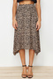 Brown Leopard Patterned Flounced Asymmetrical Midi Stretch Knitted Skirt TWOAW20ET0440 - 4
