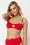 Red Strapless Accessorized Bikini Top TBESS24BU00036 - 2