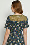 floral print V-neck back lace detailed short-sleeved dress - 6