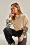 Women's Ecru Black Patterned Knitwear Sweater 20234922 - 8