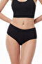 Women's Black 6 Pack 100% Cotton High Waist Jacquard Slip Panties 351