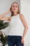 White Cobalt Blue 2-Piece Fitted/Fitted Stretch Knitted Blouse Set - 3