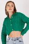 Polo Collar Long Sleeve Hair Braided Four Button Crop Short Knitwear Cardigan - 5