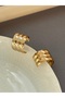 Women's gold earrings with 3 ring looks - 3