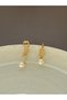 Dangle pearl gold women's earrings - 3