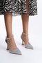 Silver Women's Heeled Stiletto Shoes - Evening Dress Glitter Artificial Leather - 5