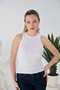 Biscuit White Zargo Model Set of 2 Fitted Wide Piping Halter Neck Ribbed Stretchy Knitted Crop Blouse - 3