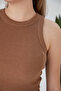 Biscuit Blue Zargo Model Set of 2 Fitted Wide Piping Halter Neck Ribbed Flexible Knitted Crop Blouse - 4