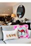 Camel Patterned Pink Velvet Throw Pillow Cover - Hope Series Special Design Frilly - 4