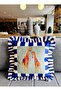 Giraffe Patterned Navy Blue Velvet Throw Pillow Cover - Hope Series Special Design Ruffled - 4