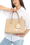 Bright Tan Colored Crocodile Patterned Women's Bag with Plenty of Eyelets and Shoulder Strap - 3