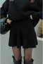 Black Pleated Mini Skirt Fishing Sweater Bottom Top Premium Knitwear Set - 4