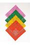 100% Cotton Elegance Patterned Bandana 4 Pieces 4epb Pink Benetton Green Yellow Orange - 2