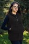 Women's Black Stand Collar Thick Plush Zippered Vest 24kylkk215