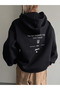 Growth 3 Thread Thick Winter Sweatshirt - Black Printed Oversize Hooded Hoodie - 5