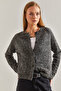 Women's Black Buttoned Boucle Cardigan 20234520 - 3