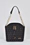 Women's 3 Compartment Shoulder Strap Crossbody Bag Black 102