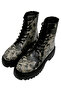 Women's Vegan Leather Black Long Boots - Supper Black White Design