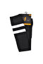Women's White Double Striped Cotton Knee High Socks Black - Patterned Socks - 8